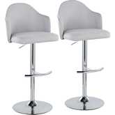 Ahoy Adjustable Swivel Bar Stool in Chrome & Light Grey Fabric (Set of 2)